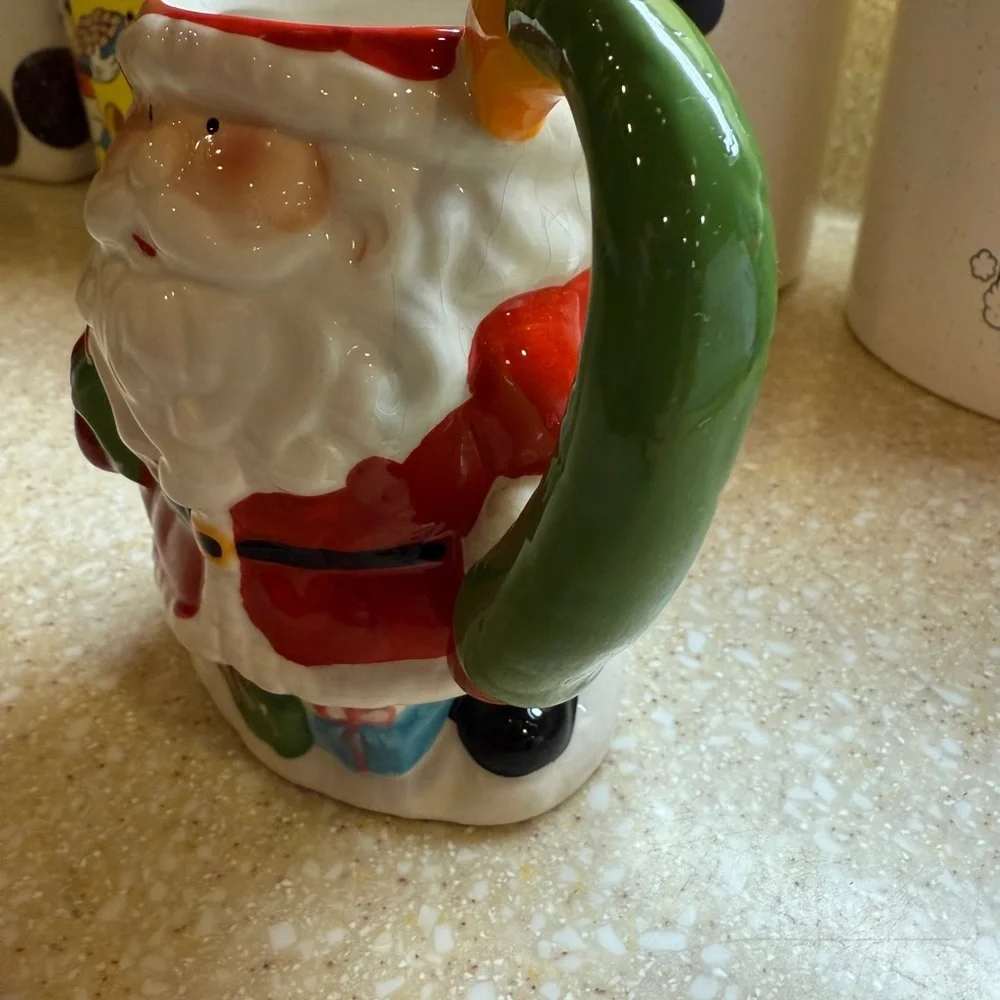 Vintage Pier 1 Santa Claus Holiday Mug Christmas Coffee Cup Red White Green